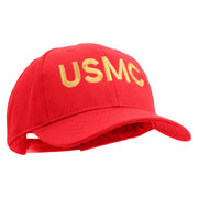 USMC Letter Embroidered 6 Panel Structured Cotton Twill Cap Made in USA - Red OSFM