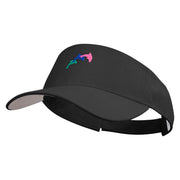 Colorful Dolphin Logo Embroidered Cotton Sports Visors - Black OSFM