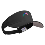 Colorful Dolphin Logo Embroidered Cotton Sports Visors - Black OSFM