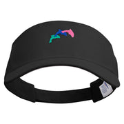Colorful Dolphin Logo Embroidered Cotton Sports Visors - Black OSFM