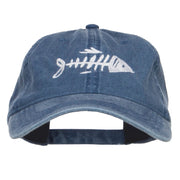 Fish Bone Embroidered Washed Cap