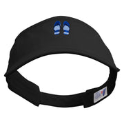 Summer Filpflop Icon Embroidered Pro Style Cotton Twill Washed Visor - Black OSFM