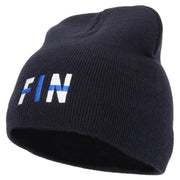 Finland Country Three-Letter FIN Flag Embroidered 8 Inch Knitted Short Beanie