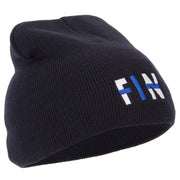 Finland Country Three-Letter FIN Flag Embroidered 8 Inch Knitted Short Beanie