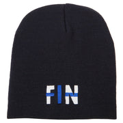 Finland Country Three-Letter FIN Flag Embroidered 8 Inch Knitted Short Beanie