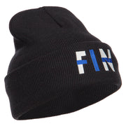 Finland FIN Flag Embroidered Long Beanie