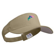 Colorful Dolphin Logo Embroidered Cotton Sports Visors - Khaki OSFM