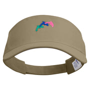 Colorful Dolphin Logo Embroidered Cotton Sports Visors - Khaki OSFM
