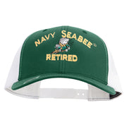 Licensed US Navy Seabee Retired Embroidered Contrast Trucker Cap - Evergreen-White OSFM