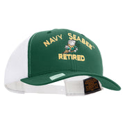 Licensed US Navy Seabee Retired Embroidered Contrast Trucker Cap - Evergreen-White OSFM