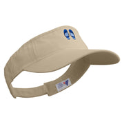 Summer Filpflop Icon Embroidered Pro Style Cotton Twill Washed Visor - Khaki OSFM