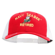 Licensed US Navy Seabee Retired Embroidered Contrast Trucker Cap - Red-White OSFM