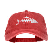 Fish Bone Embroidered Washed Cap