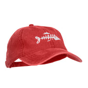 Fish Bone Embroidered Washed Cap