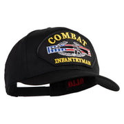 Combat Infantryman Patched Solid Cotton Twill Pro Style Cap - Black OSFM