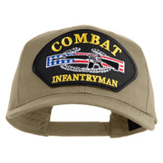 Combat Infantryman Patched Solid Cotton Twill Pro Style Cap - Khaki OSFM