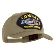Combat Infantryman Patched Solid Cotton Twill Pro Style Cap - Khaki OSFM