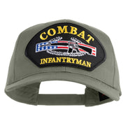 Combat Infantryman Patched Solid Cotton Twill Pro Style Cap - Grey OSFM