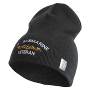 Golden Dolphin US Submarine Veteran Symbol Embroidered Heavyweight Classic Knit Short Beanie - Dk-Grey OSFM