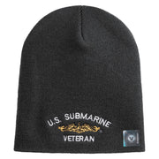 Golden Dolphin US Submarine Veteran Symbol Embroidered Heavyweight Classic Knit YP Short Beanie