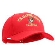 US Marine Corps Veteran Design Embroidered 6 Panel Structured Cotton Twill Cap Made in USA - Red OSFM