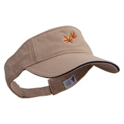 Canada Fall Maple Leaves Embroidered Prostyle Cotton Twill Washed Visor - Khaki-Navy OSFM