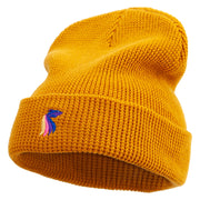 Rainbow Fish Logo Embroidered Waffle Knit Cuff Beanie - Camel OSFM