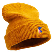 Rainbow Fish Logo Embroidered Waffle Knit Cuff Beanie - Camel OSFM