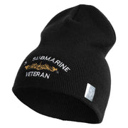 Golden Dolphin US Submarine Veteran Symbol Embroidered Heavyweight Classic Knit Short Beanie - Black OSFM