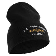 Golden Dolphin US Submarine Veteran Symbol Embroidered Heavyweight Classic Knit Short Beanie - Black OSFM