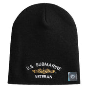 Golden Dolphin US Submarine Veteran Symbol Embroidered Heavyweight Classic Knit YP Short Beanie