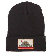 California State Flag Embroidered Long Knitted Beanie