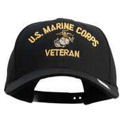 US Marine Corps Veteran Design Embroidered 6 Panel Structured Cotton Twill Cap Made in USA - Black OSFM