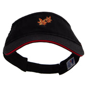 Canada Fall Maple Leaves Embroidered Prostyle Cotton Twill Washed Visor - Navy-Maroon OSFM