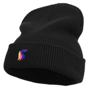 Rainbow Fish Logo Embroidered Waffle Knit Cuff Beanie - Black OSFM