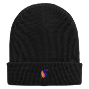 Rainbow Fish Logo Embroidered Waffle Knit Cuff Beanie - Black OSFM