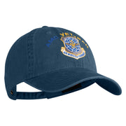Air Mobility Command Veteran Embroidered Washed Solid Pigment Dyed Cotton Twill Brass Buckle Cap - Navy OSFM