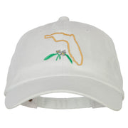 Florida Orange Blossom with Map Embroidered Unstructured Washed Cap