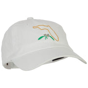 Florida Orange Blossom with Map Embroidered Unstructured Washed Cap