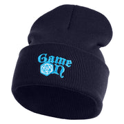 Game On Embroidered 12" Cuffed Knit Long Beanie - Navy OSFM