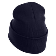 Game On Embroidered 12" Cuffed Knit Long Beanie - Navy OSFM