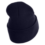 Game On Embroidered 12" Cuffed Knit Long Beanie - Navy OSFM