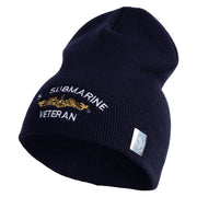 Golden Dolphin US Submarine Veteran Symbol Embroidered Heavyweight Classic Knit Short Beanie - Navy OSFM