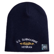 Golden Dolphin US Submarine Veteran Symbol Embroidered Heavyweight Classic Knit YP Short Beanie