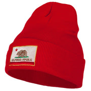 California State Flag Embroidered Long Knitted Beanie