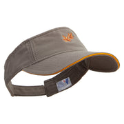 Canada Fall Maple Leaves Embroidered Prostyle Cotton Twill Washed Visor - Olive-Gold OSFM