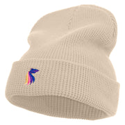 Rainbow Fish Logo Embroidered Waffle Knit Cuff Beanie - Birch OSFM