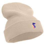 Rainbow Fish Logo Embroidered Waffle Knit Cuff Beanie - Birch OSFM