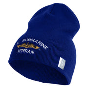 Golden Dolphin US Submarine Veteran Symbol Embroidered Heavyweight Classic Knit Short Beanie - Royal OSFM