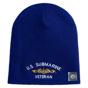 Golden Dolphin US Submarine Veteran Symbol Embroidered Heavyweight Classic Knit YP Short Beanie